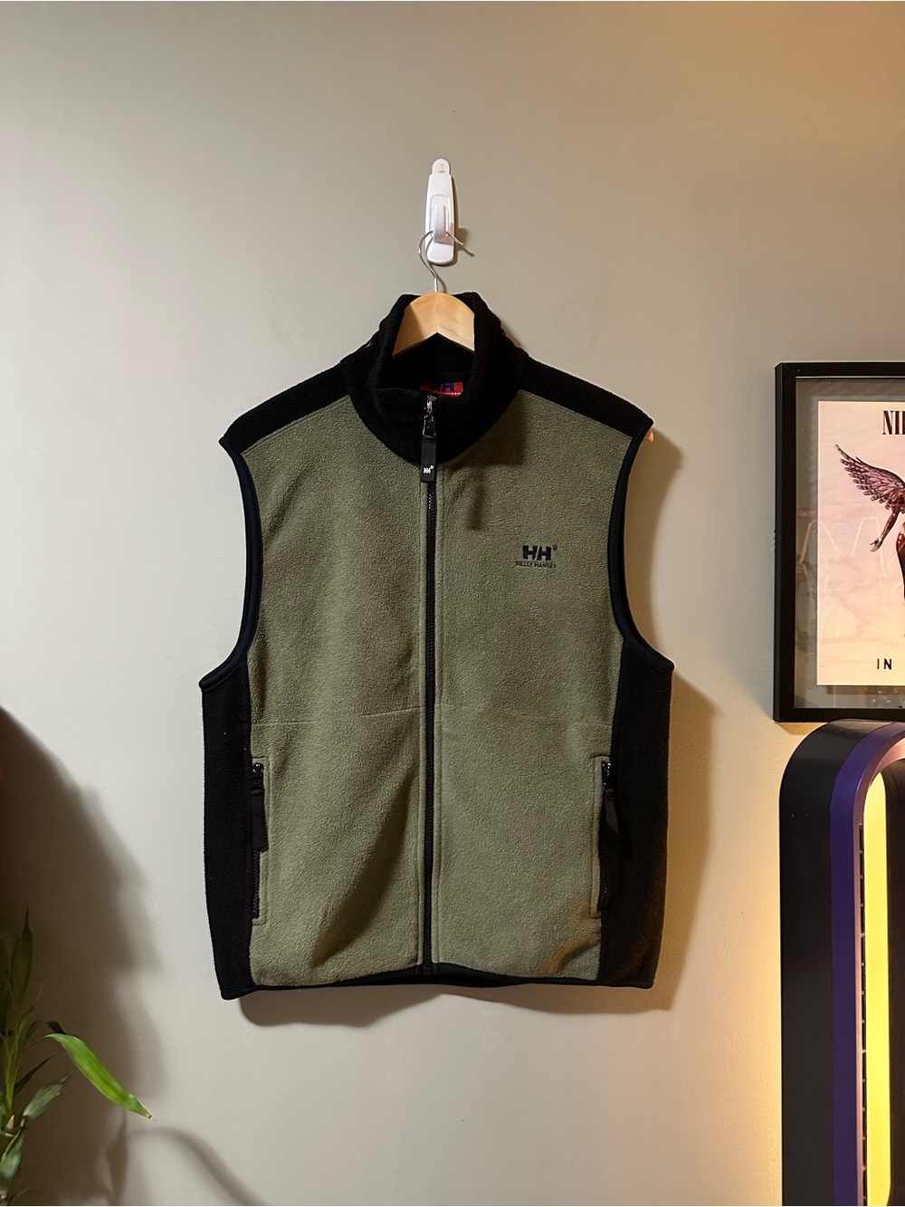 Helly Hansen Olive Green and Black Fleece Vest